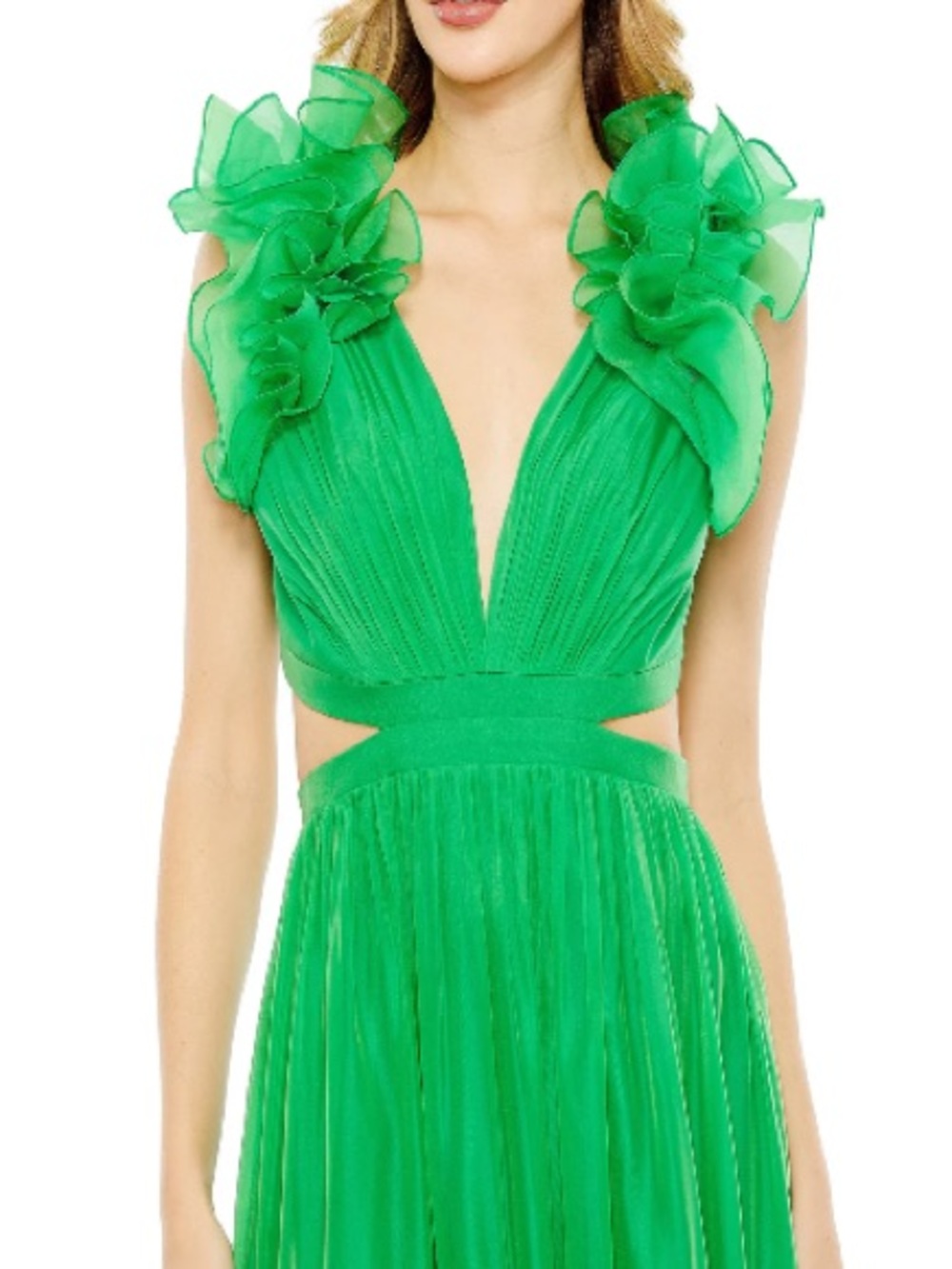 Mac Duggal Emerald Green Ruffled Gown NWT - size 0 - Picture 2 of 3